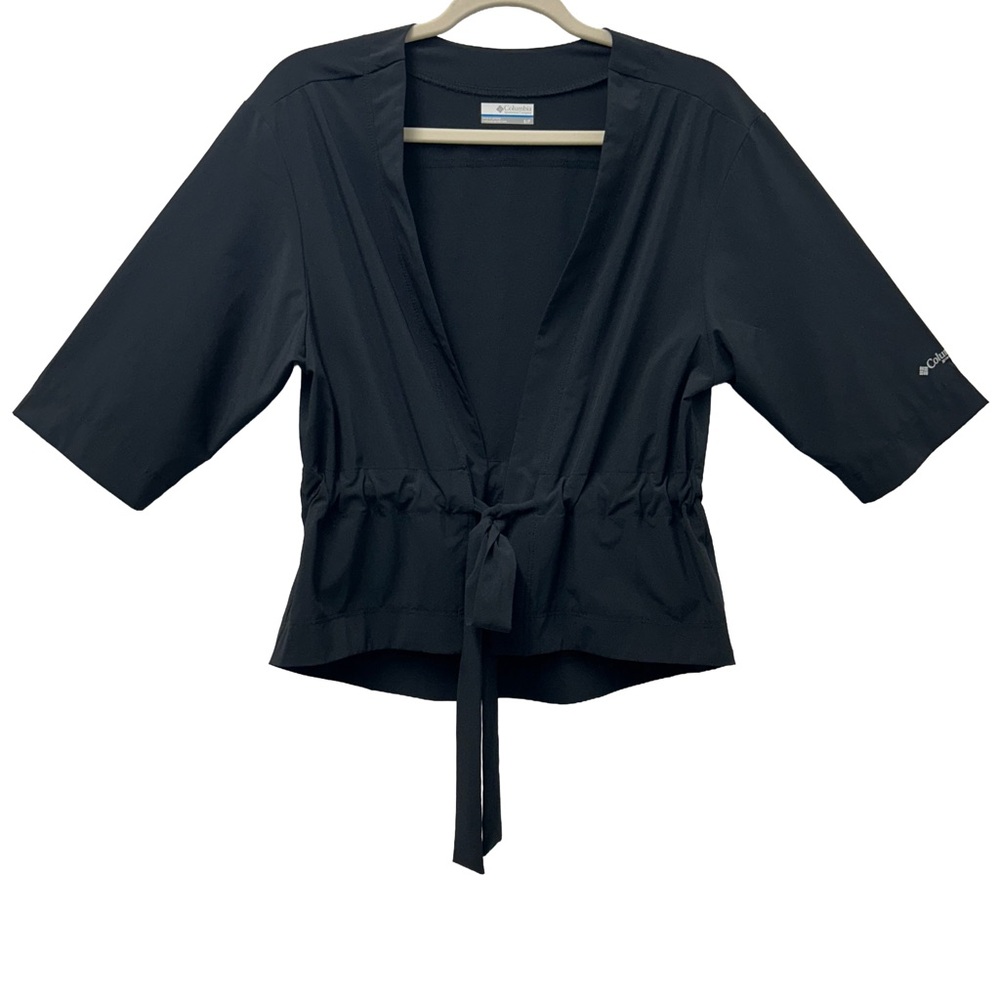 Columbia Black Tie-Waist Open-Front Utility Jacket